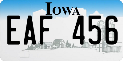 IA license plate EAF456