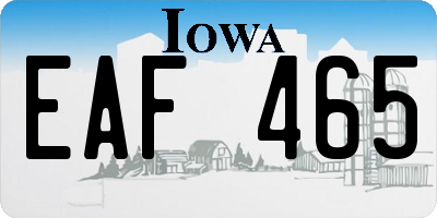 IA license plate EAF465