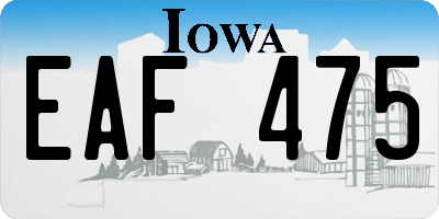 IA license plate EAF475