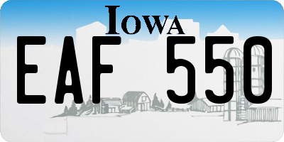 IA license plate EAF550