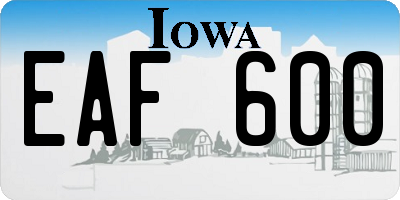 IA license plate EAF600