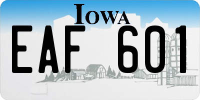 IA license plate EAF601