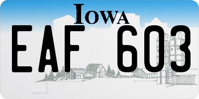 IA license plate EAF603