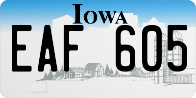 IA license plate EAF605