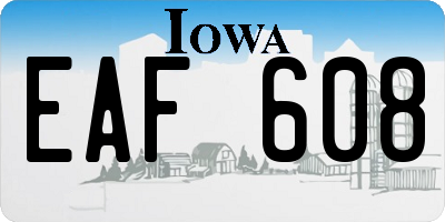 IA license plate EAF608