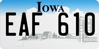 IA license plate EAF610