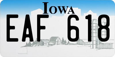 IA license plate EAF618