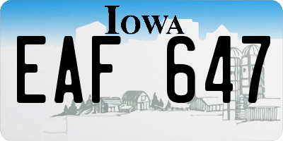 IA license plate EAF647