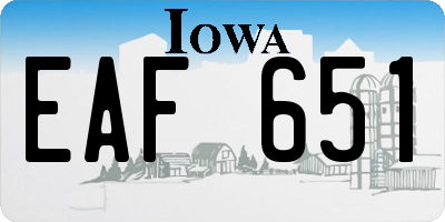 IA license plate EAF651