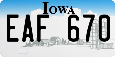 IA license plate EAF670