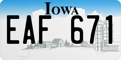 IA license plate EAF671