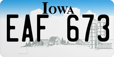 IA license plate EAF673