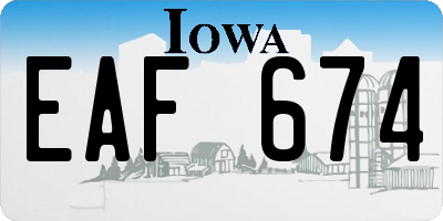 IA license plate EAF674