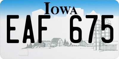 IA license plate EAF675