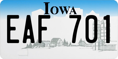 IA license plate EAF701