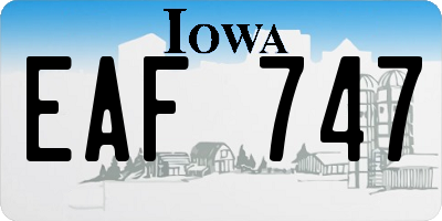 IA license plate EAF747