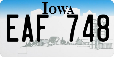 IA license plate EAF748