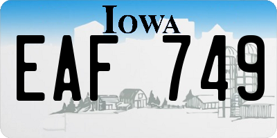 IA license plate EAF749