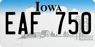 IA license plate EAF750