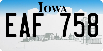 IA license plate EAF758