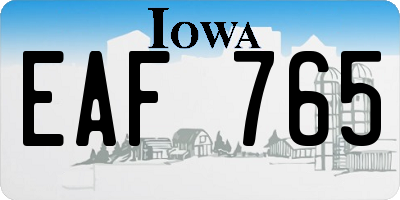 IA license plate EAF765