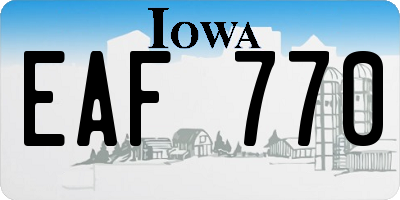 IA license plate EAF770