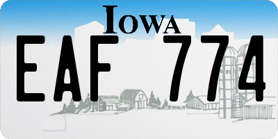 IA license plate EAF774