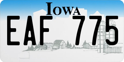 IA license plate EAF775