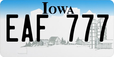 IA license plate EAF777