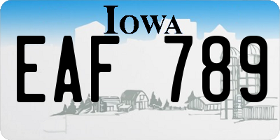 IA license plate EAF789