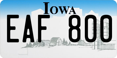 IA license plate EAF800