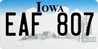 IA license plate EAF807