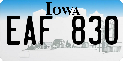 IA license plate EAF830