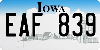 IA license plate EAF839