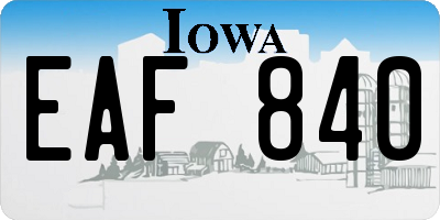 IA license plate EAF840