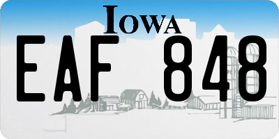 IA license plate EAF848