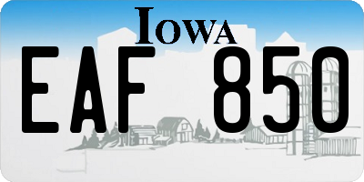 IA license plate EAF850