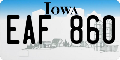 IA license plate EAF860