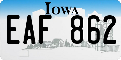 IA license plate EAF862