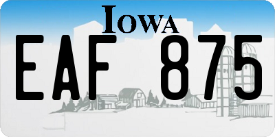 IA license plate EAF875