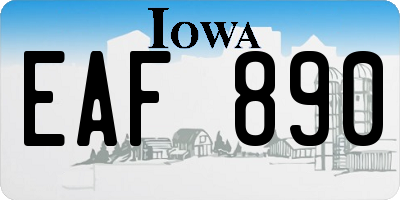 IA license plate EAF890