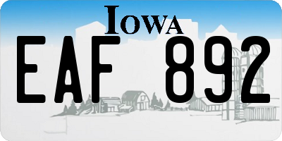 IA license plate EAF892