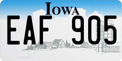 IA license plate EAF905