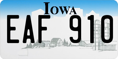 IA license plate EAF910