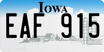 IA license plate EAF915