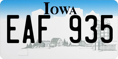 IA license plate EAF935