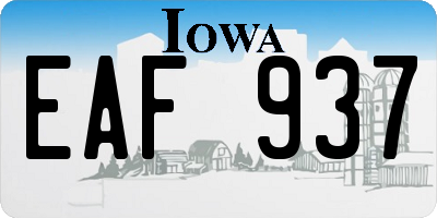 IA license plate EAF937