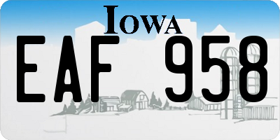 IA license plate EAF958