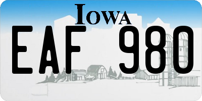 IA license plate EAF980