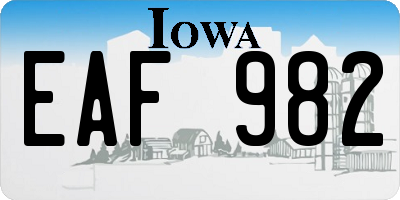 IA license plate EAF982